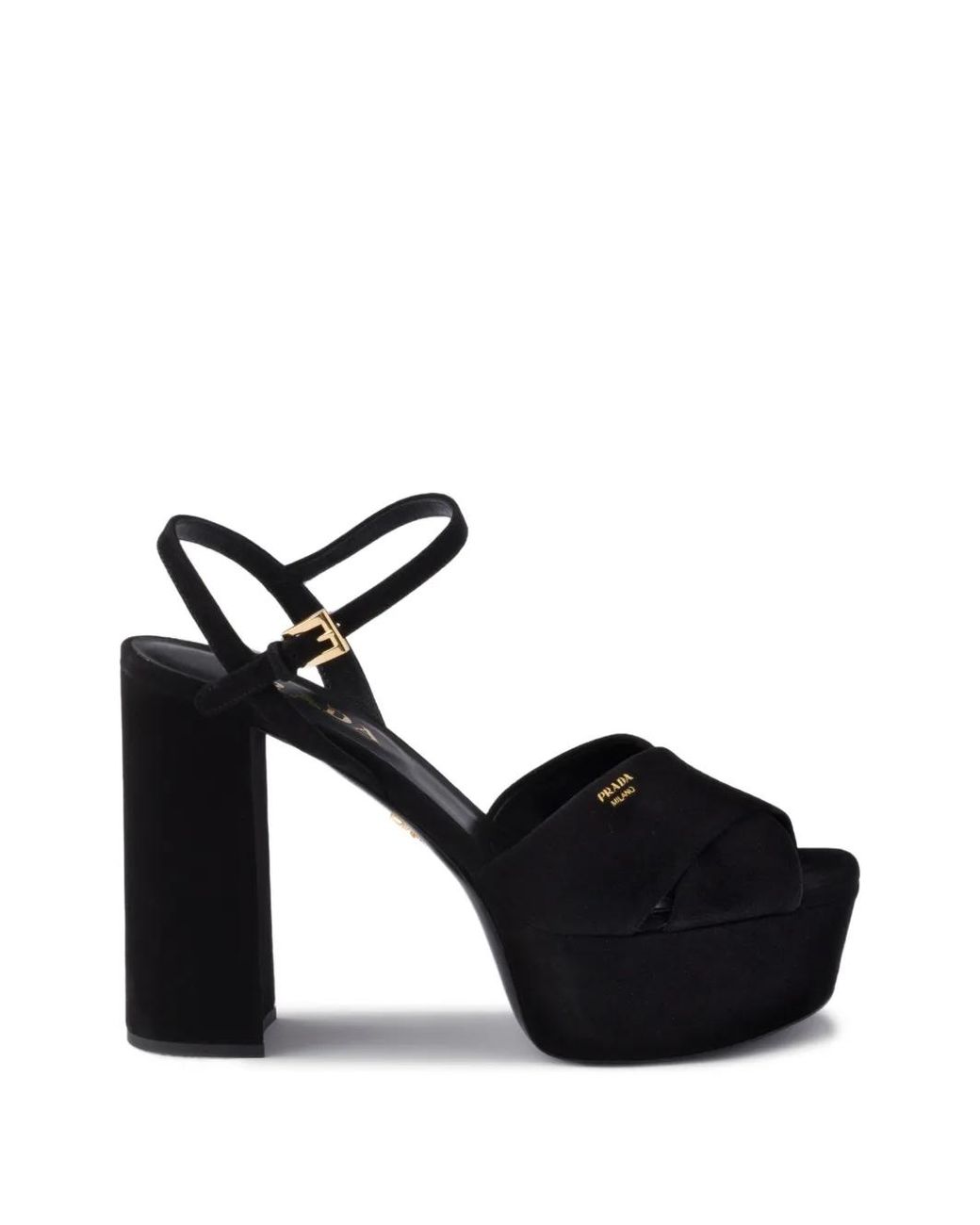 Prada Black Sandales En Daim À Plateforme