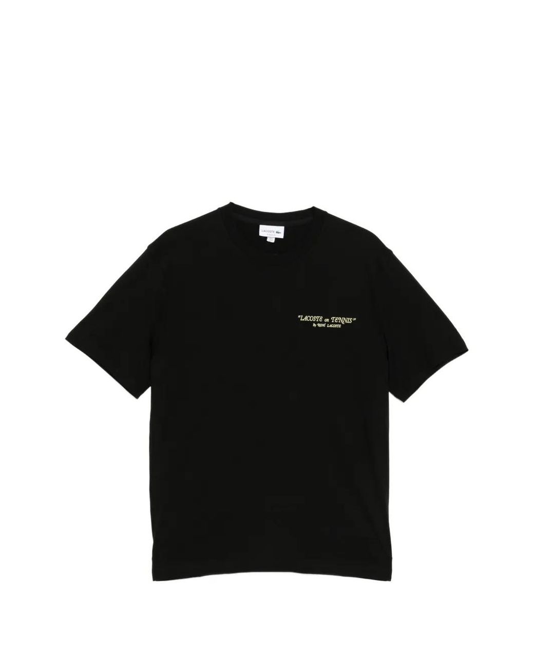 Lacoste Black Embroidered Cotton T-Shirt for men