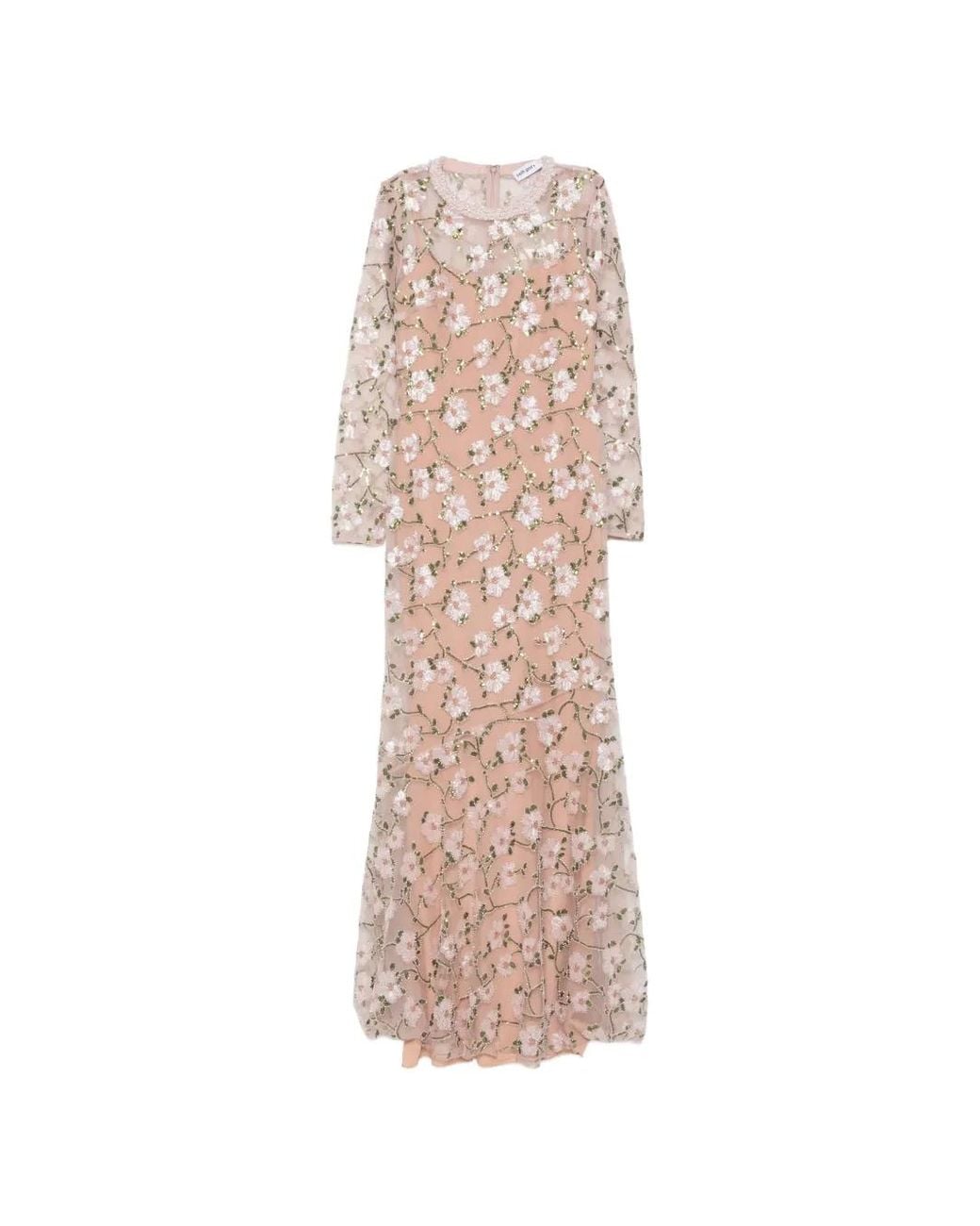 Self-Portrait White Floral Sequin Maxi Dress