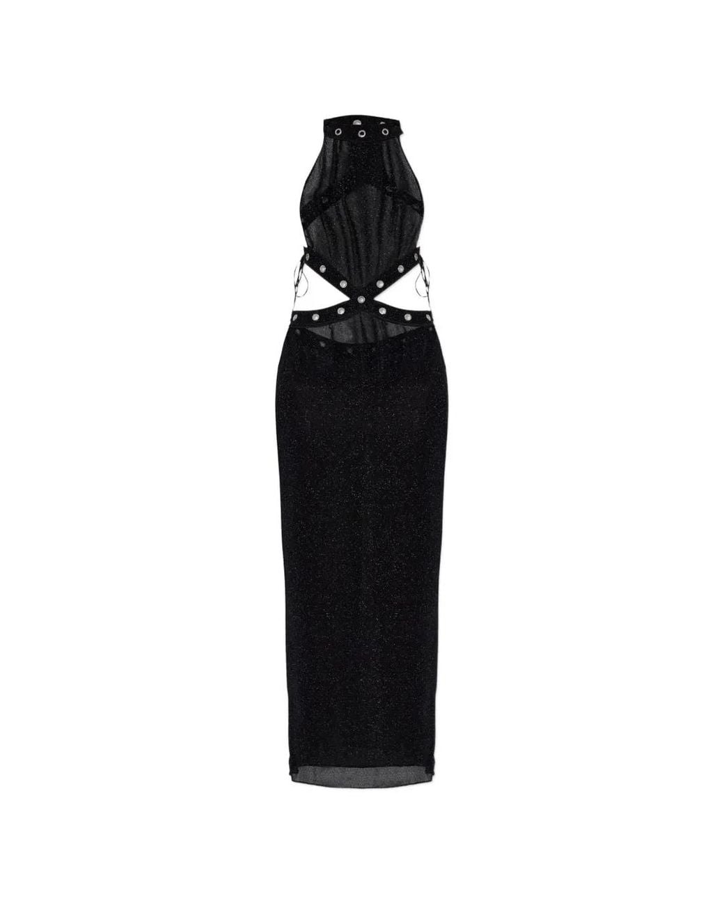 Oseree Black Halterneck Maxi Dress
