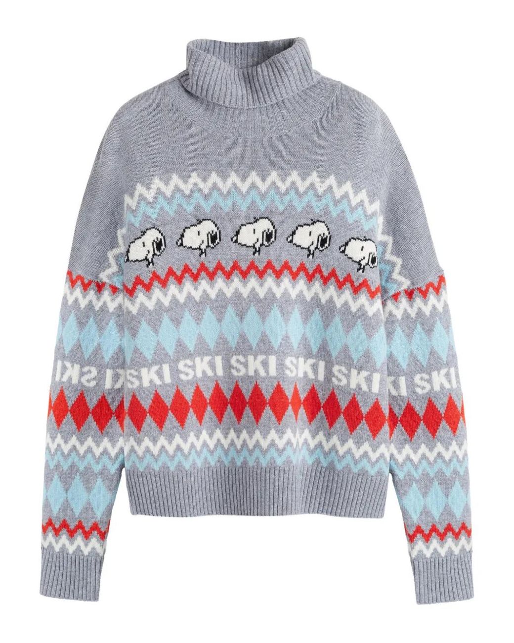 Chinti & Parker Red Snoopy Ski Roll Neck Sweater