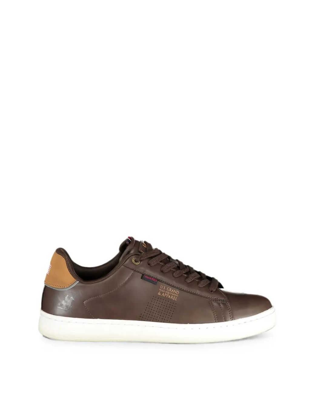 U.S. Grand Brown Perforated Logo-Print Sneakers for men