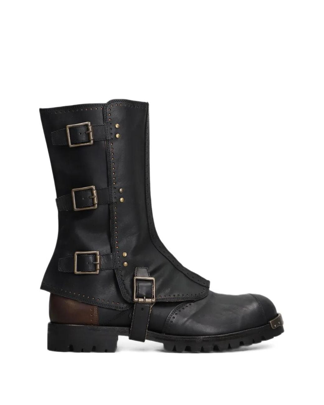 Ziggy Chen Black Buckle-Fastening Leather Boots for men