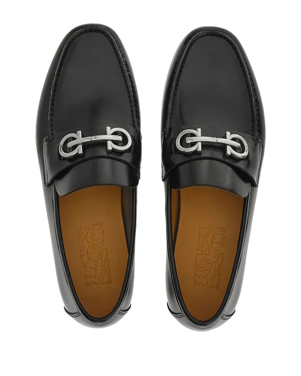Ferragamo Blue Gancini-Buckle Loafers for men