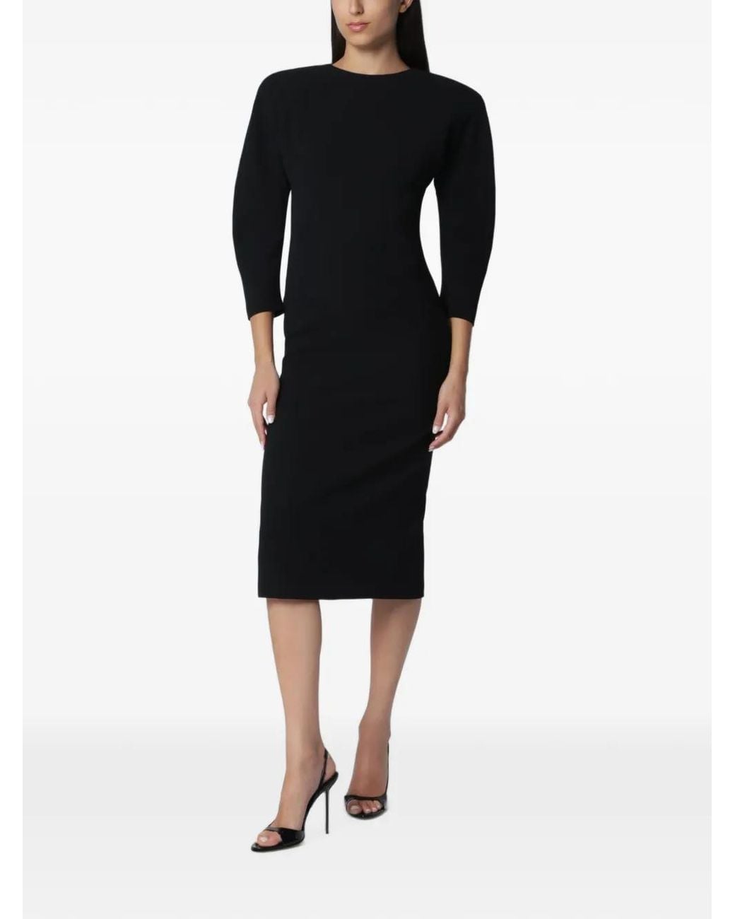 ANDAMANE Black Midikleid Mit Statement-Schultern
