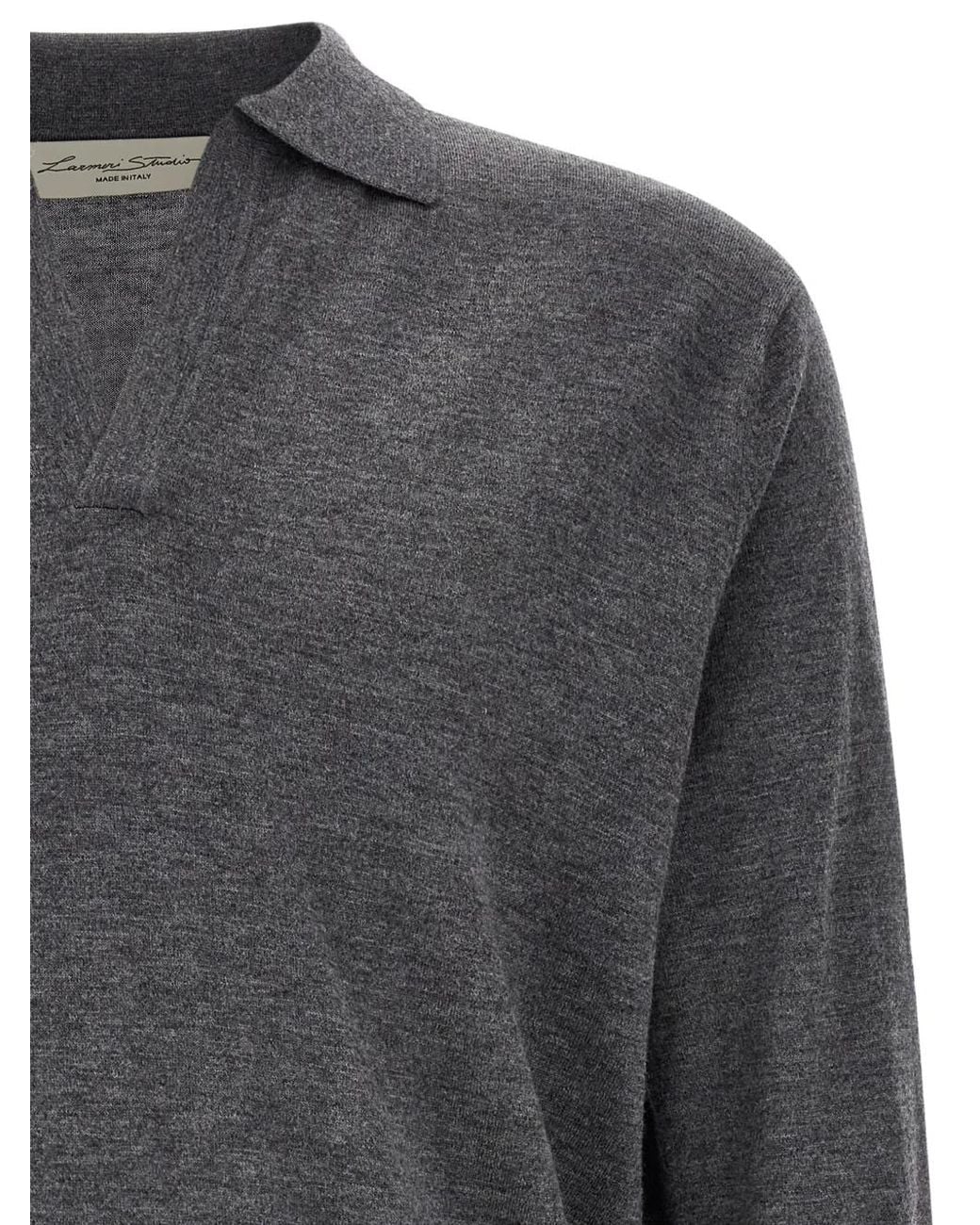 LARMERI STUDIO Gray Touch V-Neck Polo Shirt for men