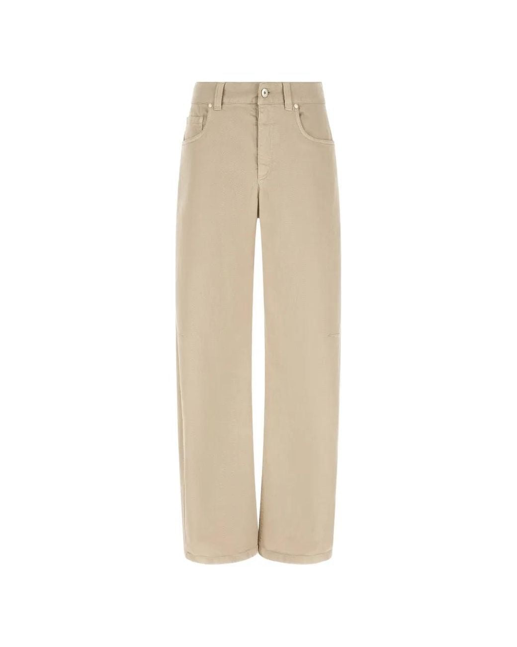 Brunello Cucinelli Natural Wide-Leg Garment-Dyed Trousers