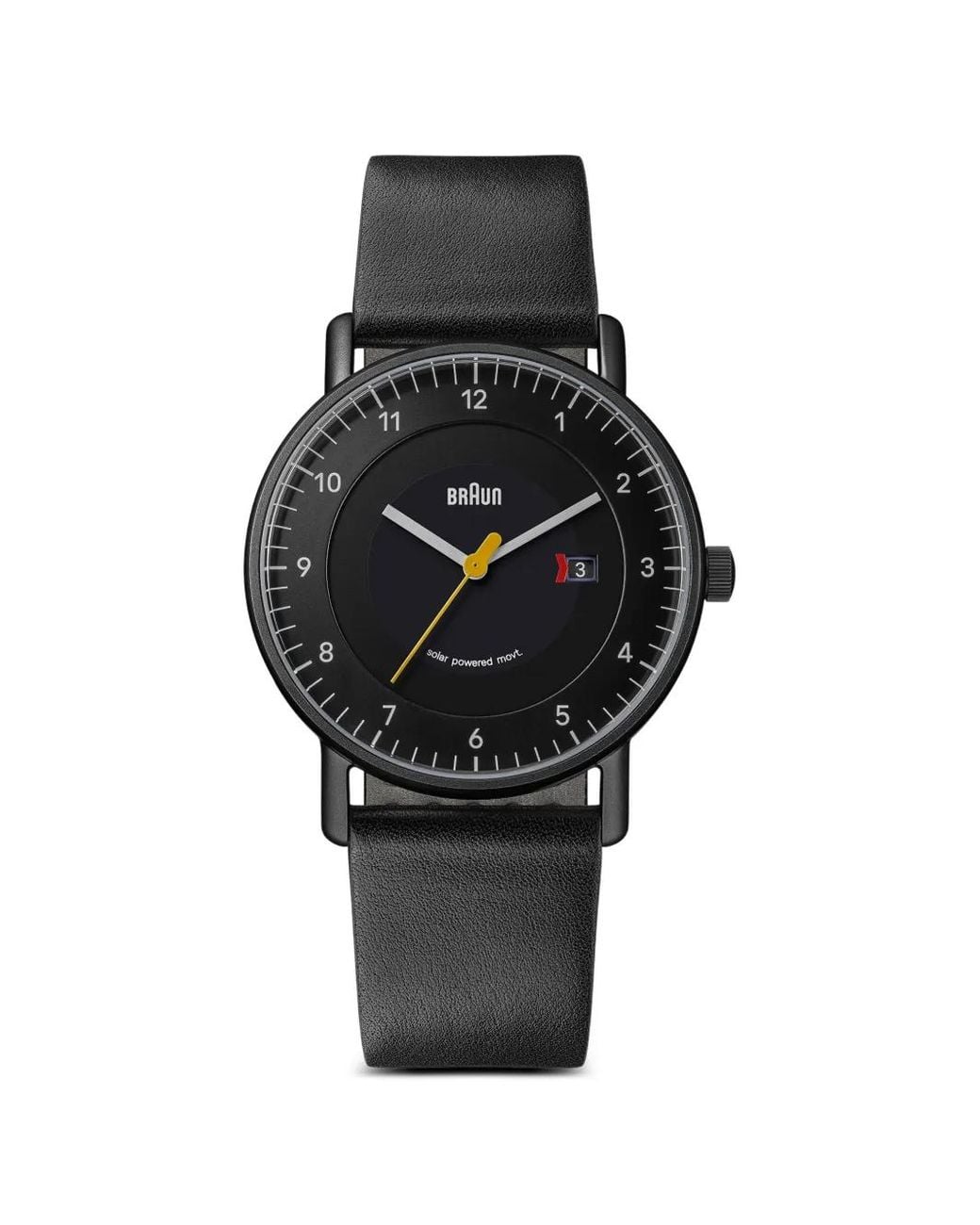 Braun Watches Black Solar Leather 40Mm Watch for men