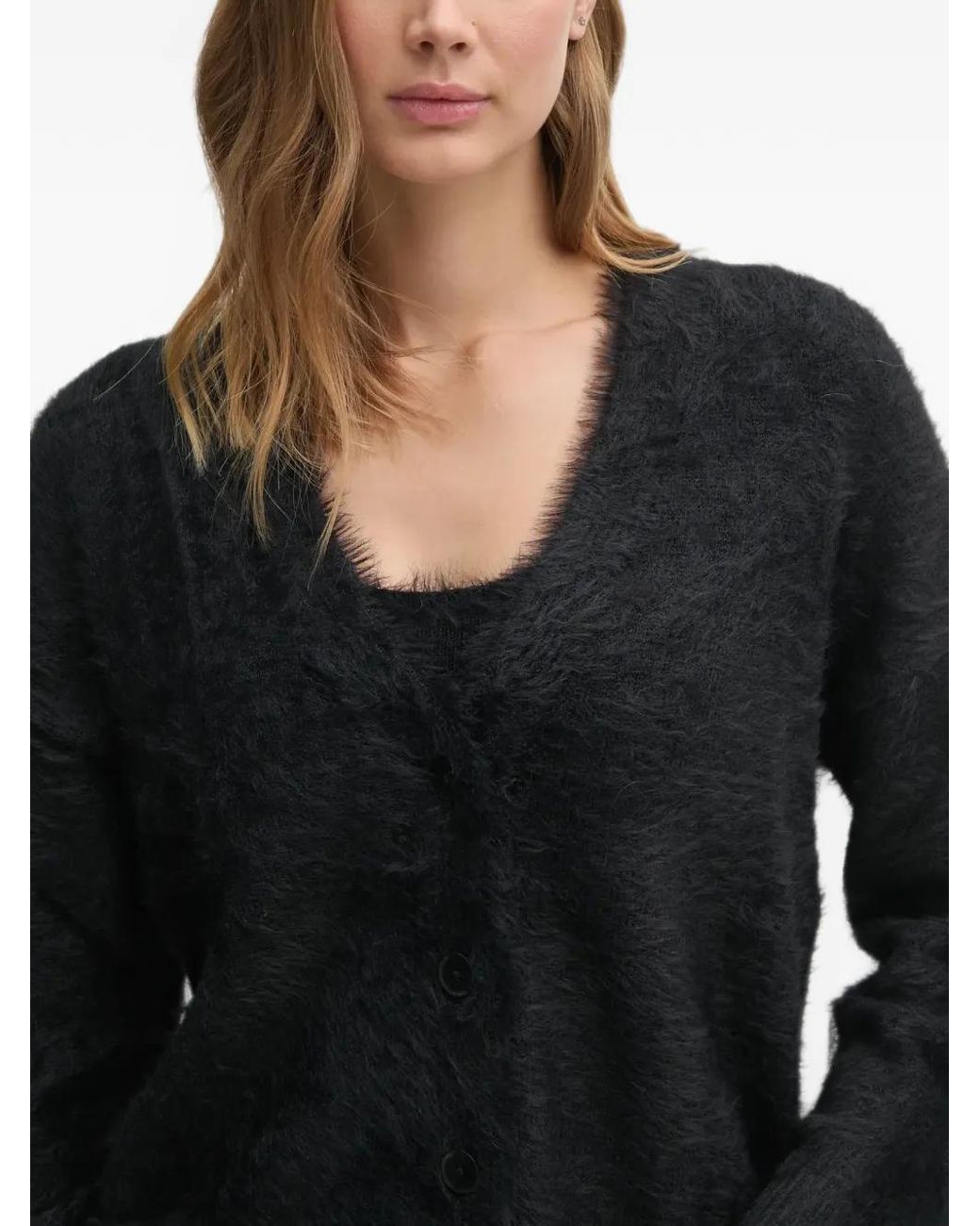 Sisley Black Cardigan À Col V