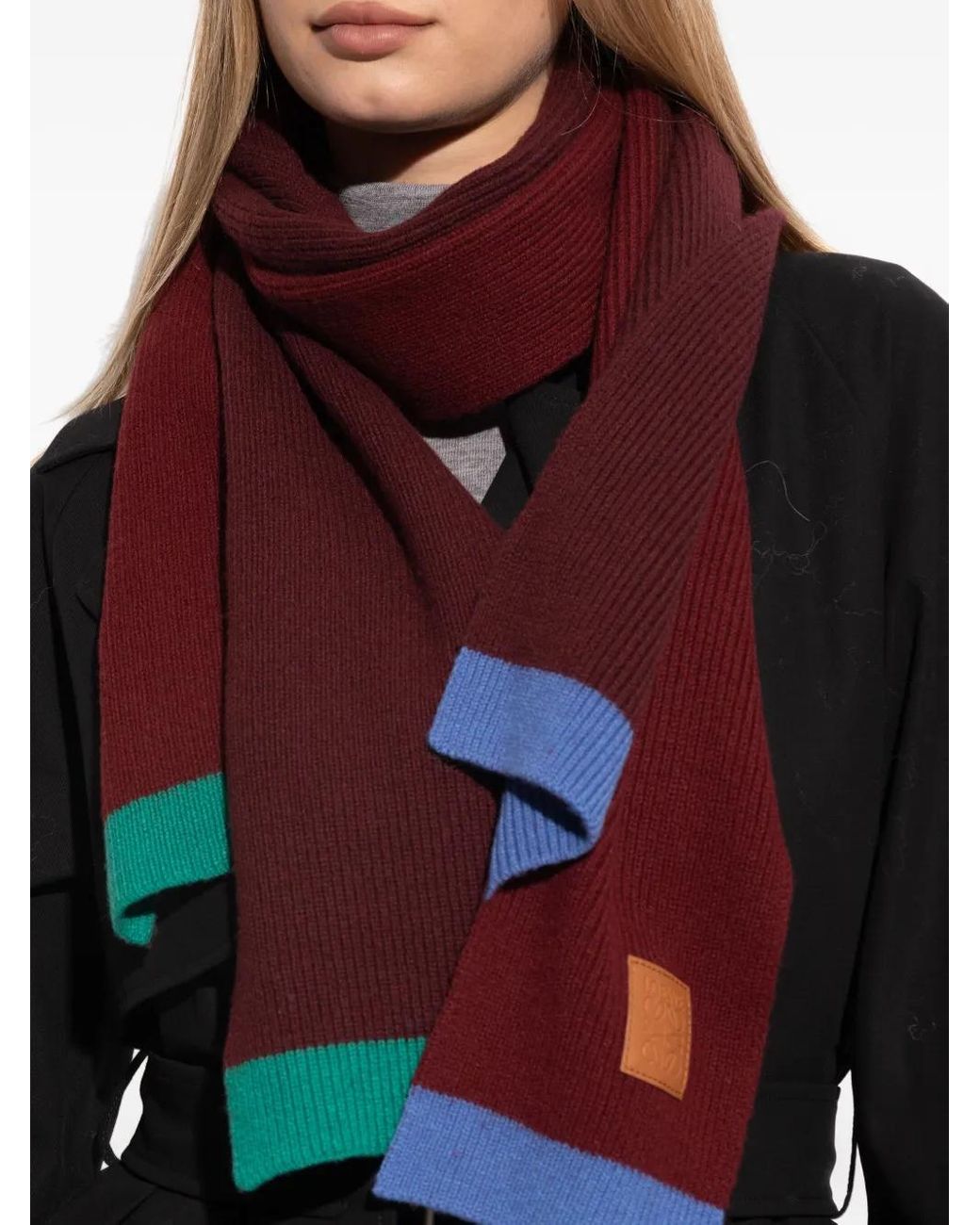 Loewe Purple Ribbed Asymmetric Scarf