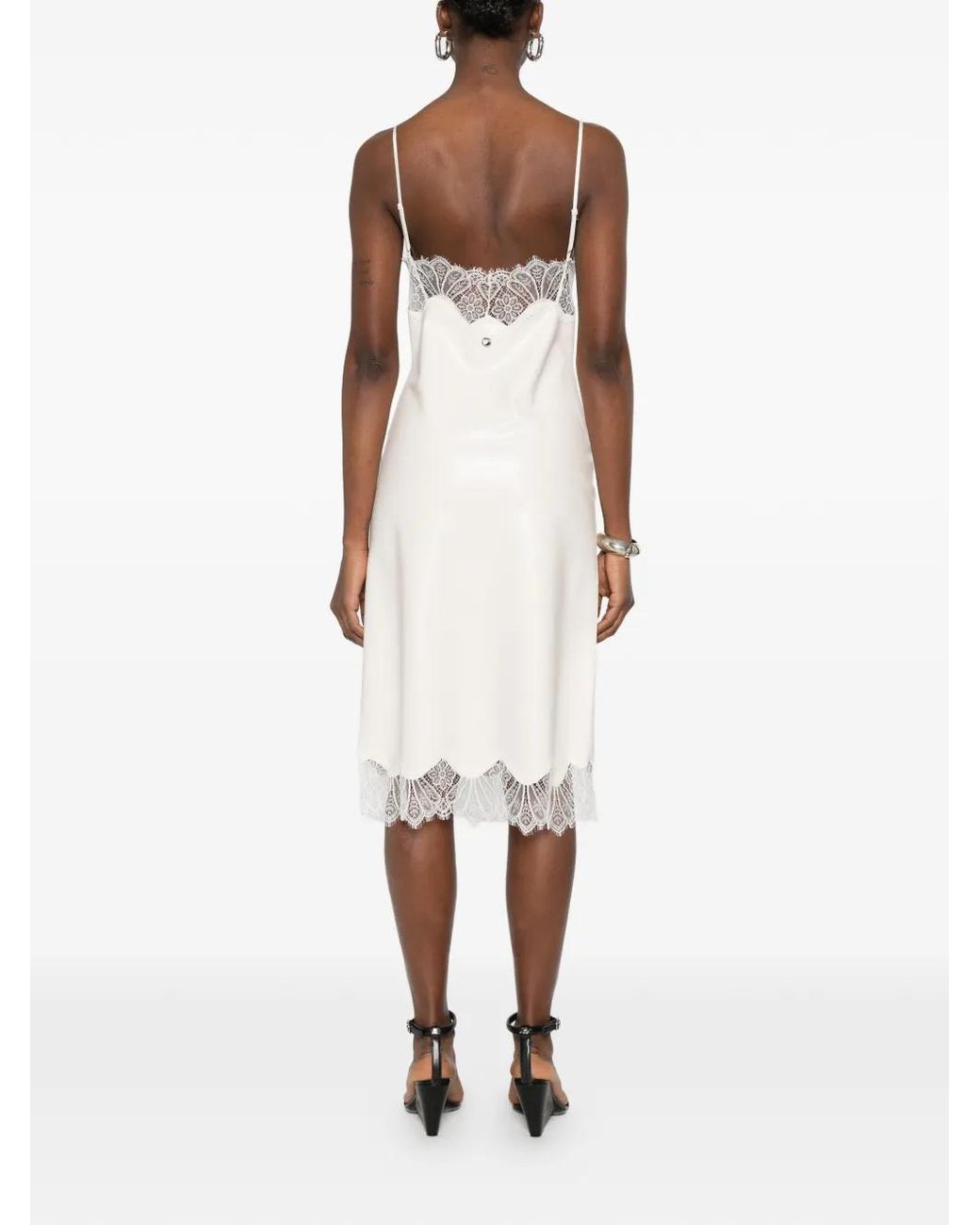 Coperni Lace-Trim Midi Dress in White | Lyst