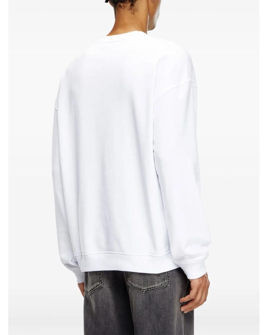 DIESEL White Logo Cut-Out Sweatshirt for men
