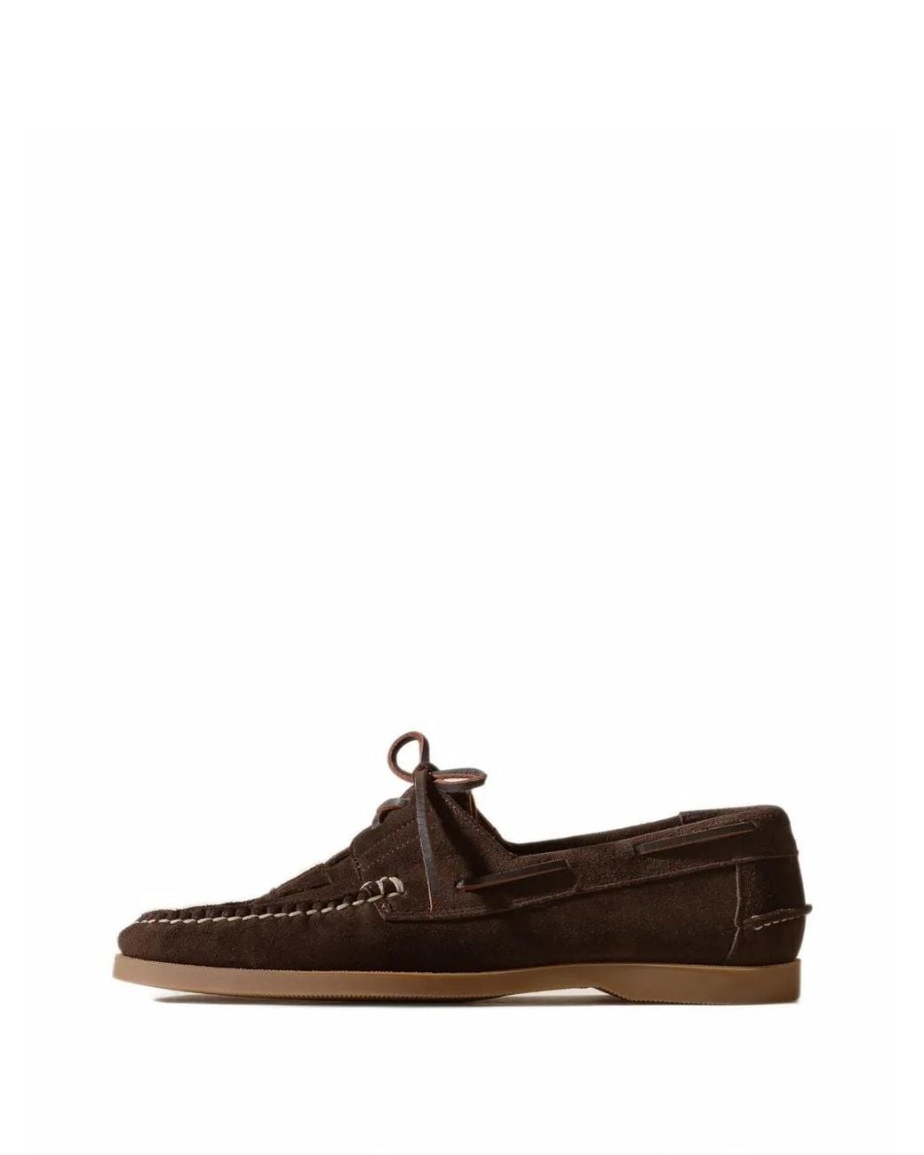 Hereu Brown Interwoven Lace-Up Boat Shoes for men