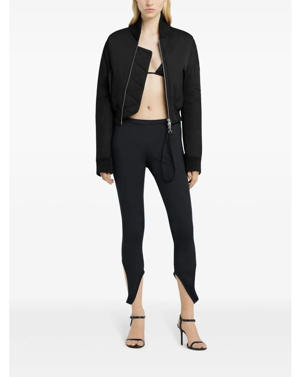 Courreges Black Cropped Bomber Jacket