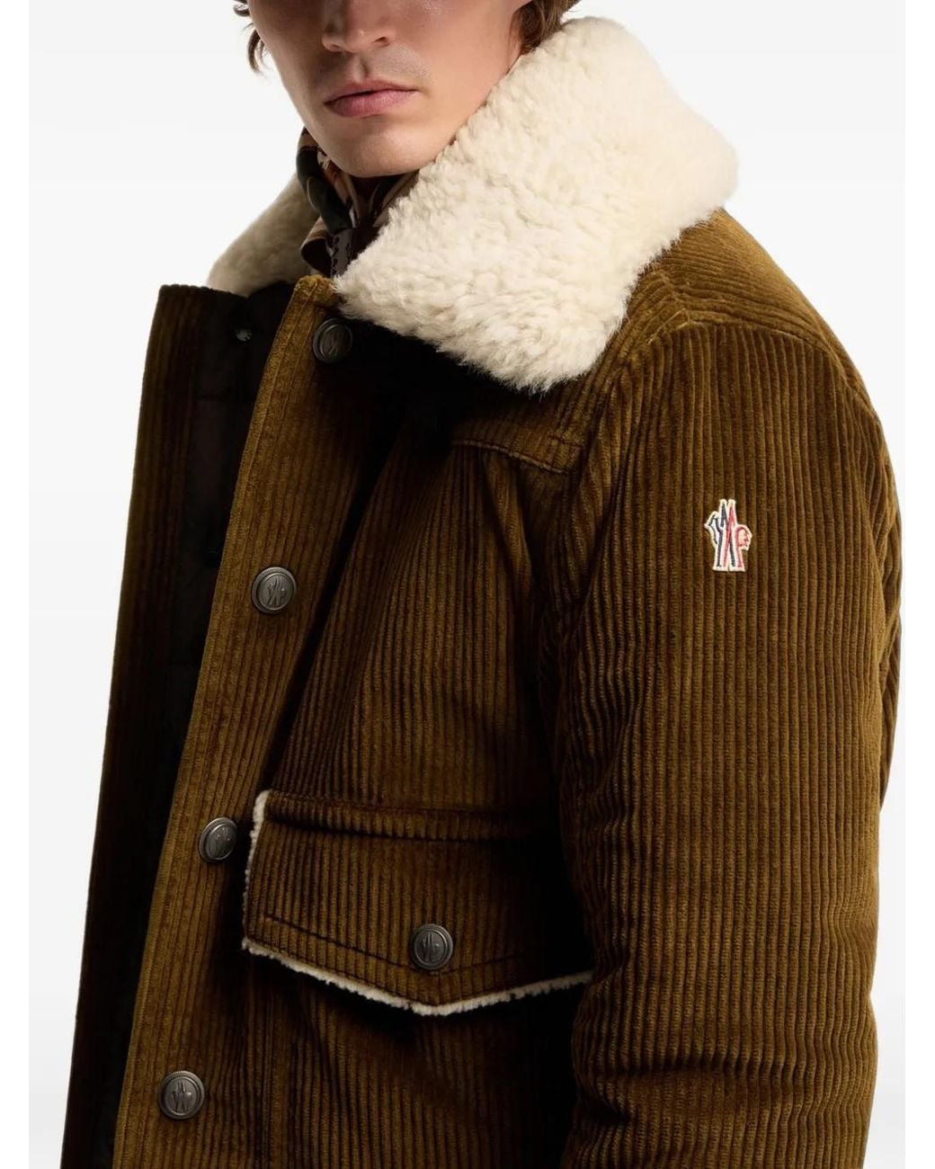 Moncler Green Givrand Corduroy Down Jacket for men