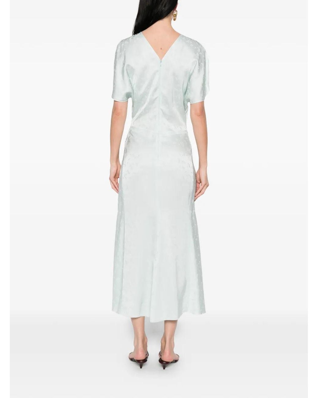 Victoria Beckham White Floral-Pattern Midi Dress