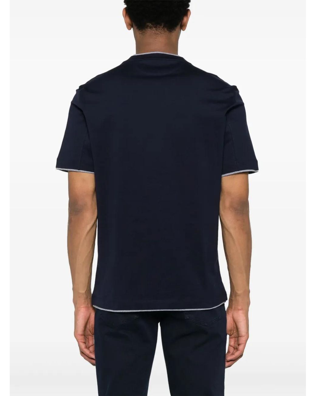 Brunello Cucinelli Blue Cotton T-Shirt for men