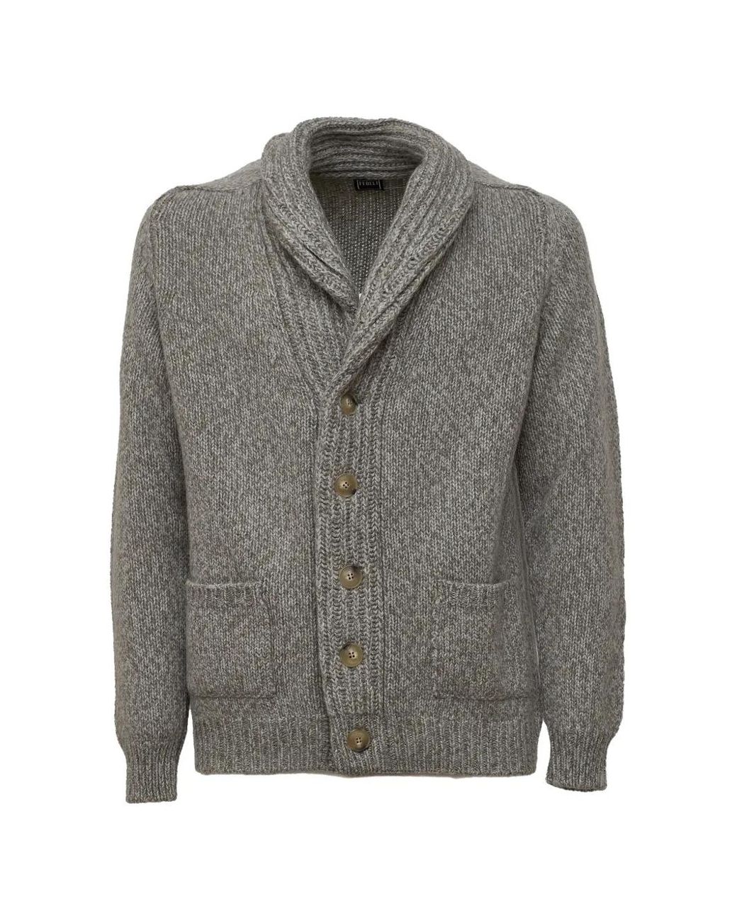 Fedeli Gray Quito Shawl-Collar Cardigan for men
