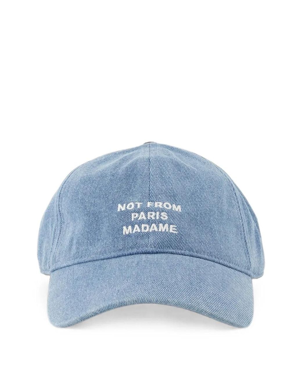 Drole de Monsieur Blue Casquette Slogan-Embroidered Denim Cap for men