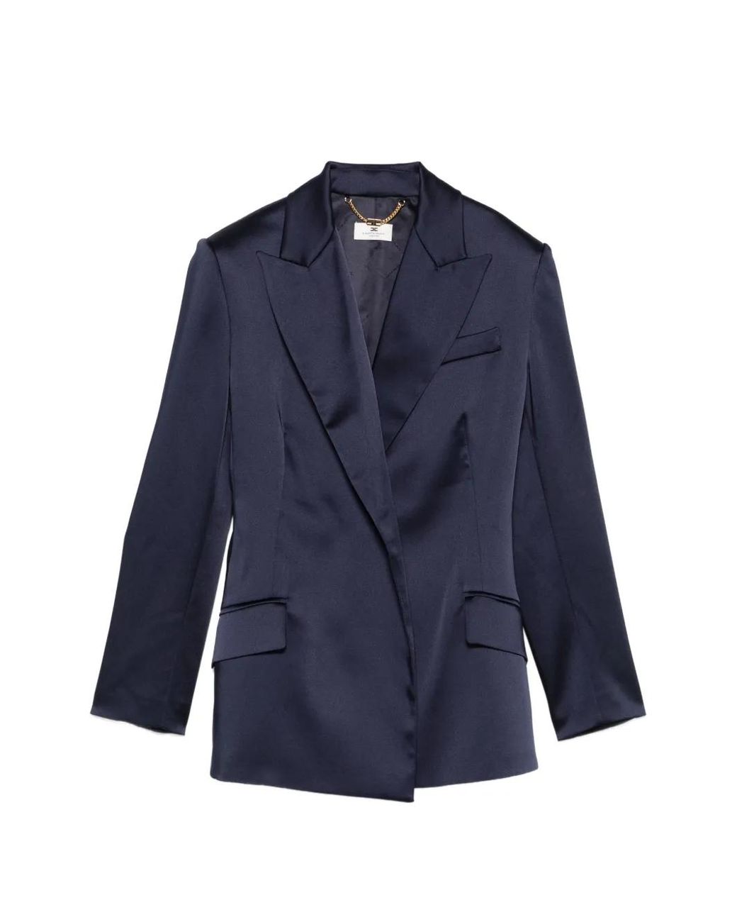 Elisabetta Franchi Blue Blazer Ceinturée À Fini Satiné