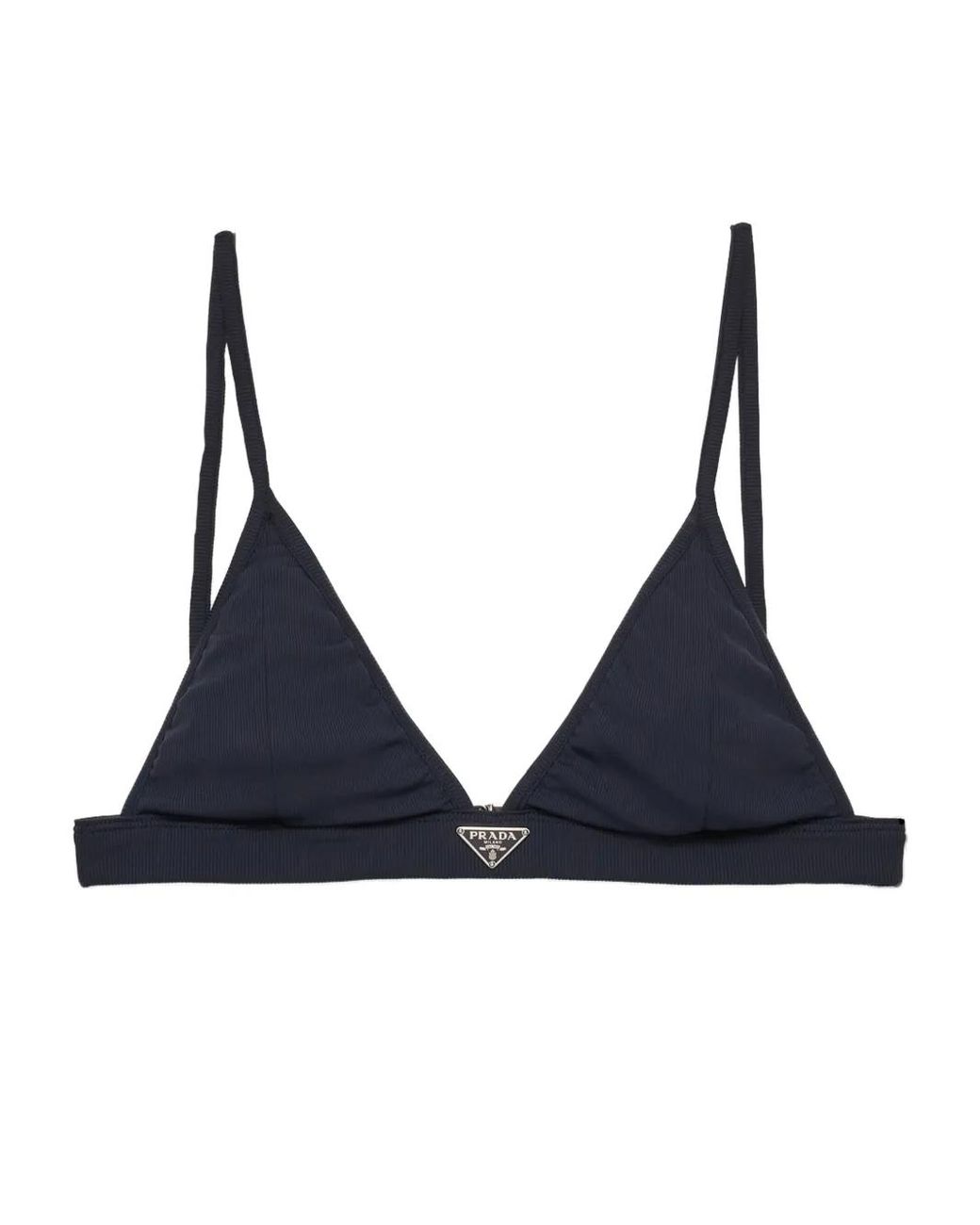 Prada Blue Ribbed Knit Bralette Bikini Top