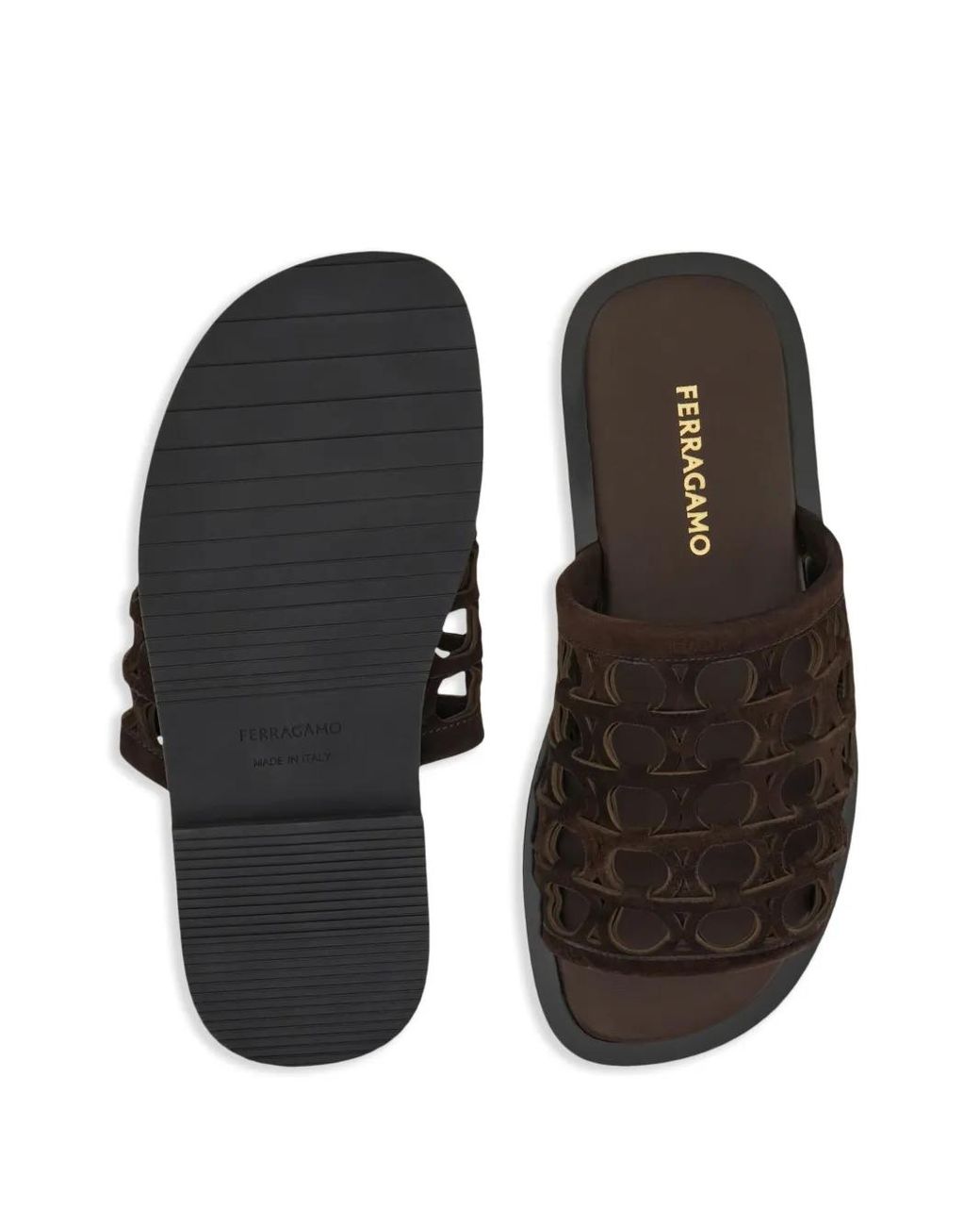 Ferragamo Black Gancini Slides for men