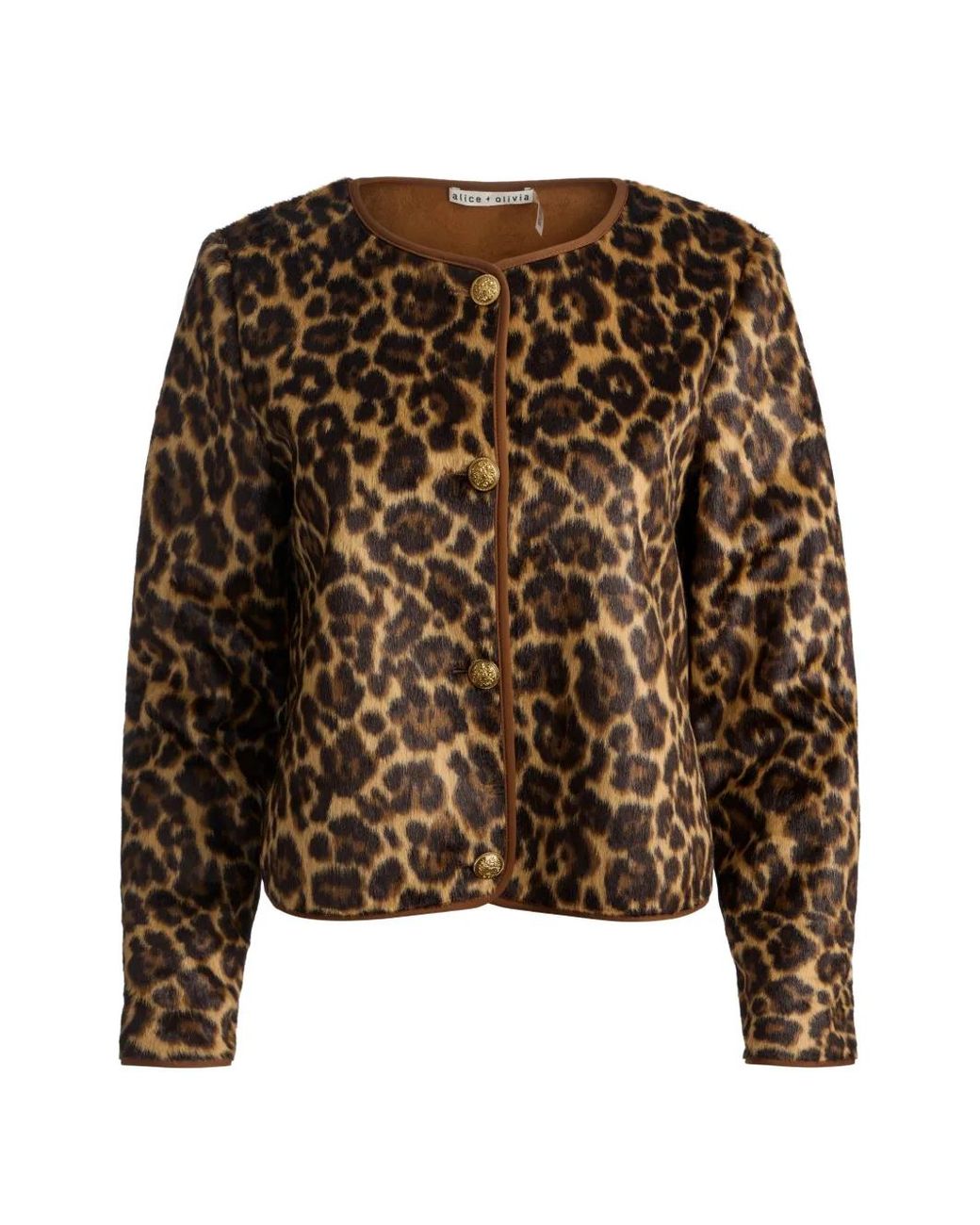 Alice + Olivia Brown Manteau En Fourrure Artificielle À Imprimé Léopard Alma