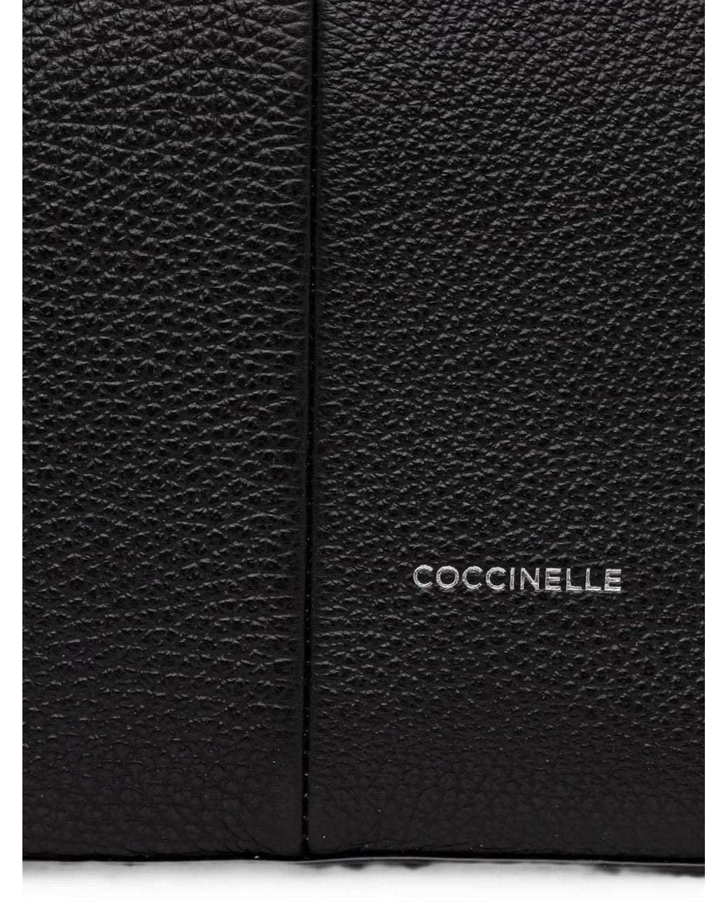 Coccinelle Black Buckle-Detail Pebbled Tote Bag
