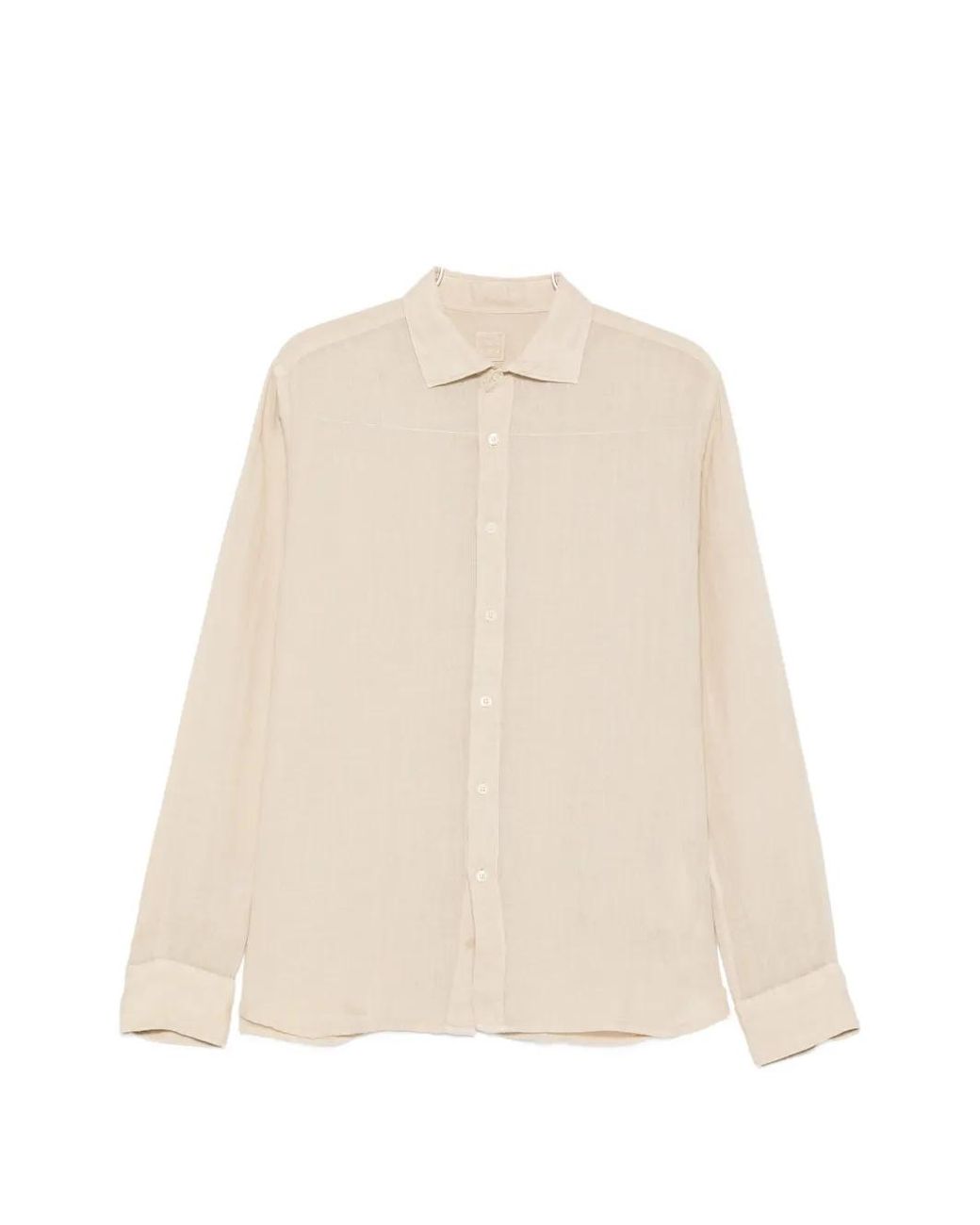 120% Lino Natural Chemise Boutonnée À Manches Longues for men
