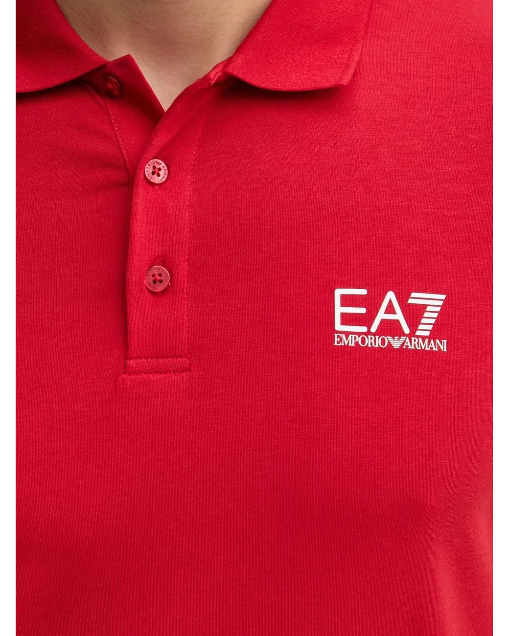 EA7 Red Logo Polo Shirt for men