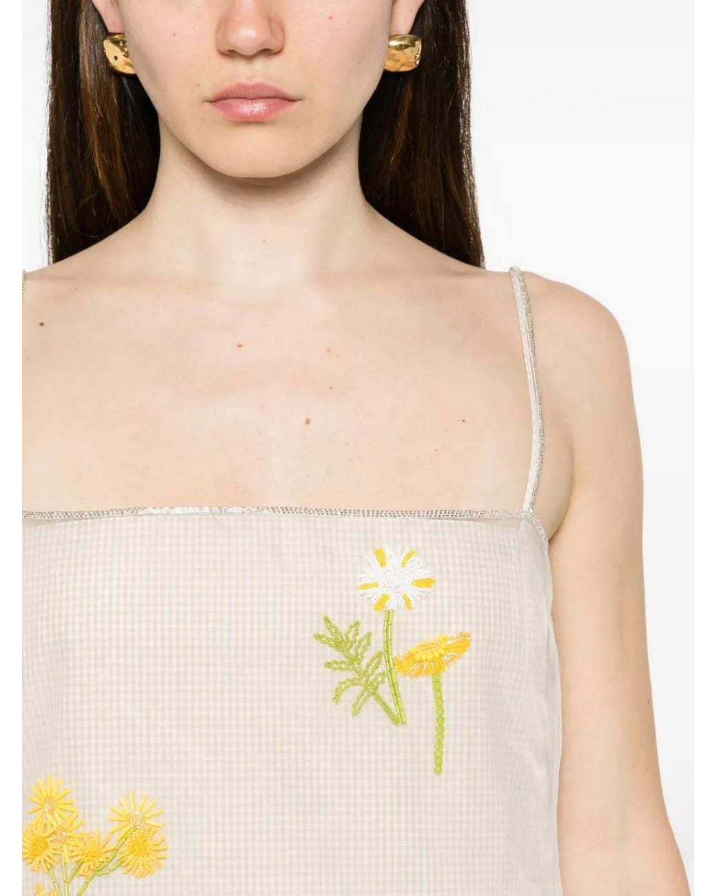 BERNADETTE White Rachel Floral-Embroidered Midi Dress