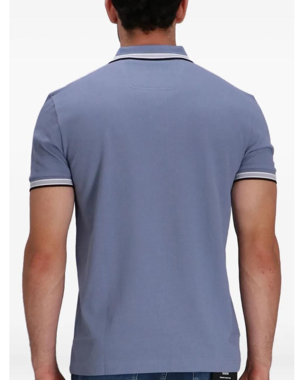 Boss Blue Logo-Embroidered Polo Shirt for men