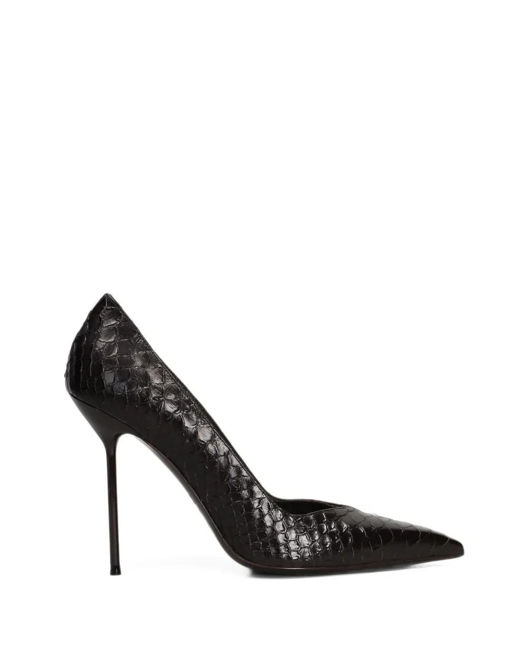 Paris Texas Black Lidia Python-Effect Pointed-Toe Pumps