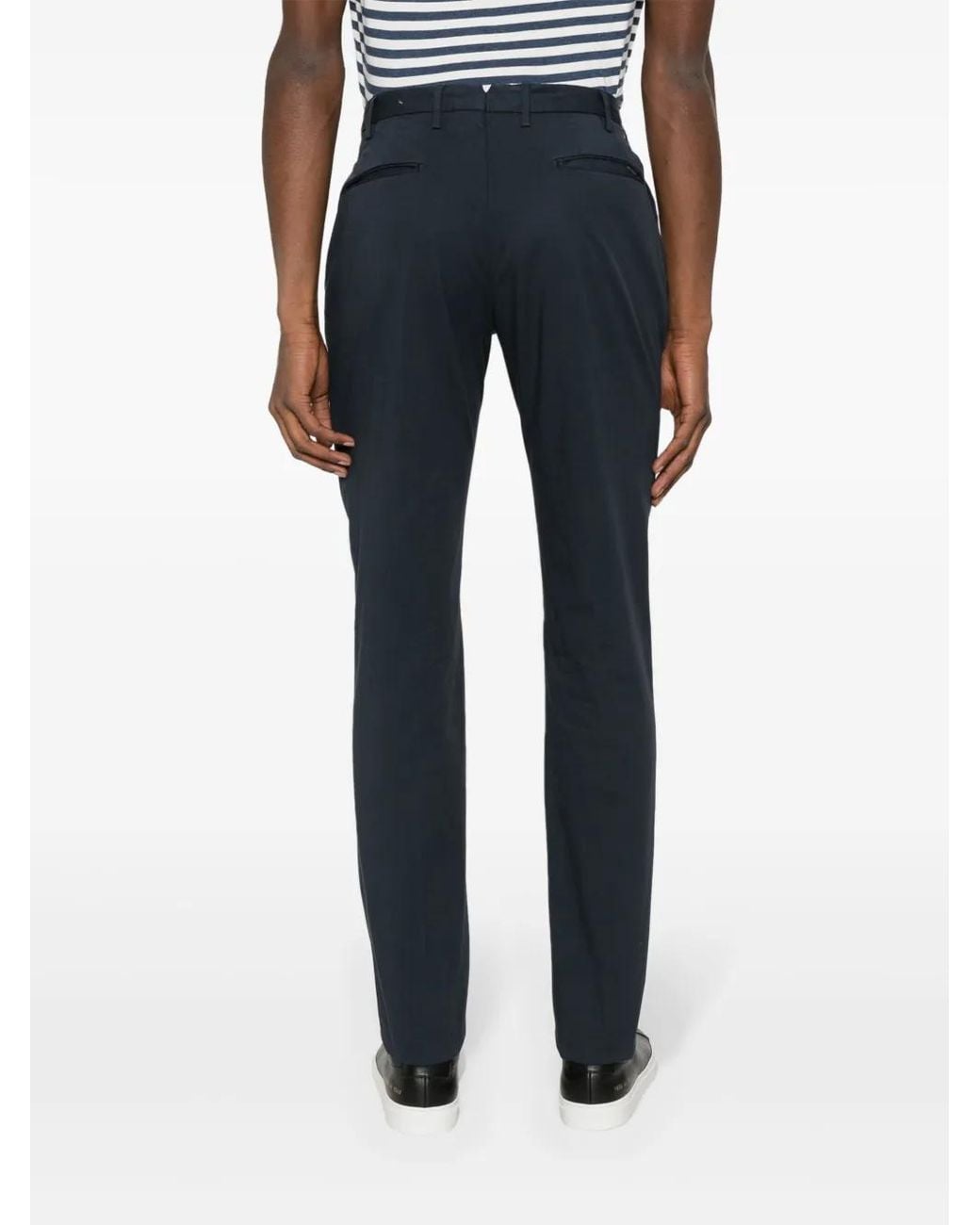 Incotex Blue Pressed-Crease Trousers for men