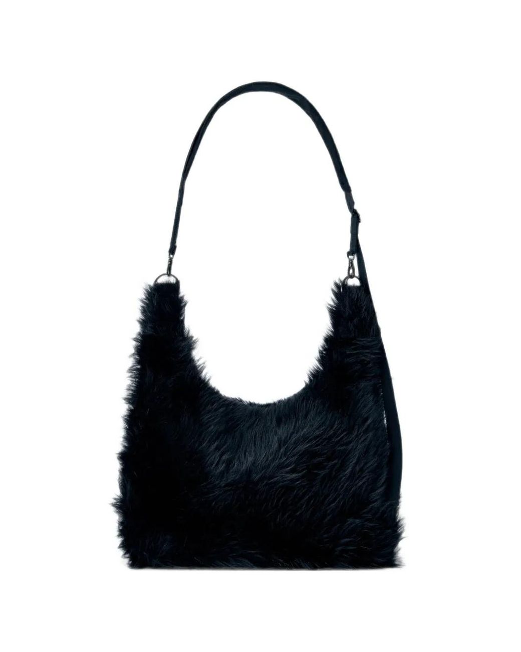 Yohji Yamamoto Black Faux-Fur Shoulder Bag