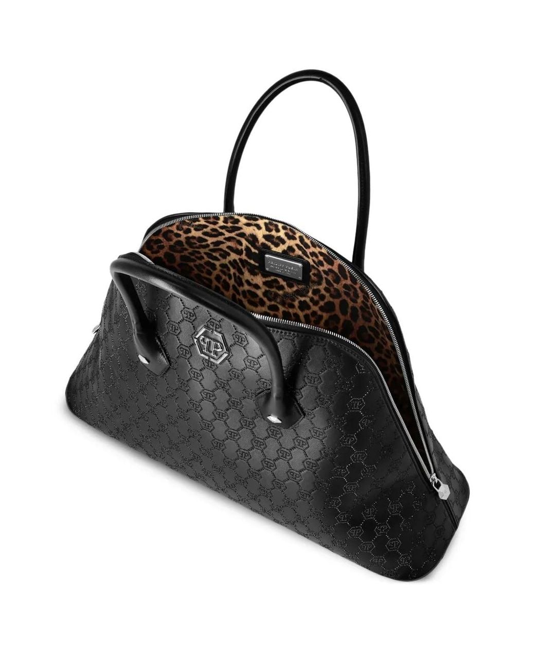 Philipp Plein Black Majestic Handbag Monogram Large