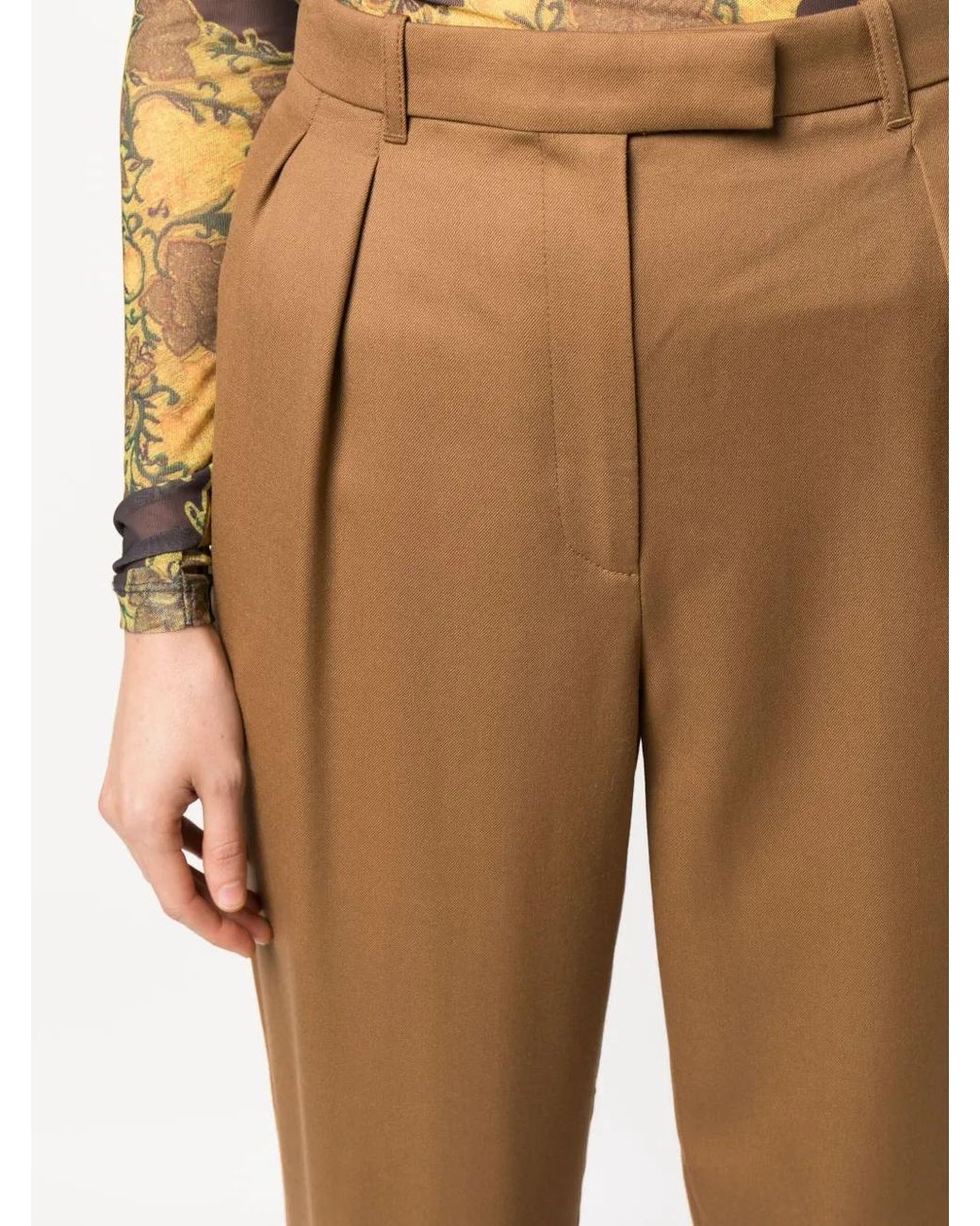 A.P.C. Brown Pleated Cropped Trousers