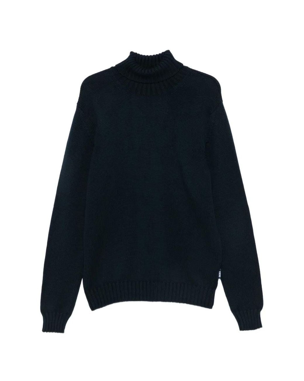 Add Blue Roll-Neck Ribbed-Trim Sweater for men