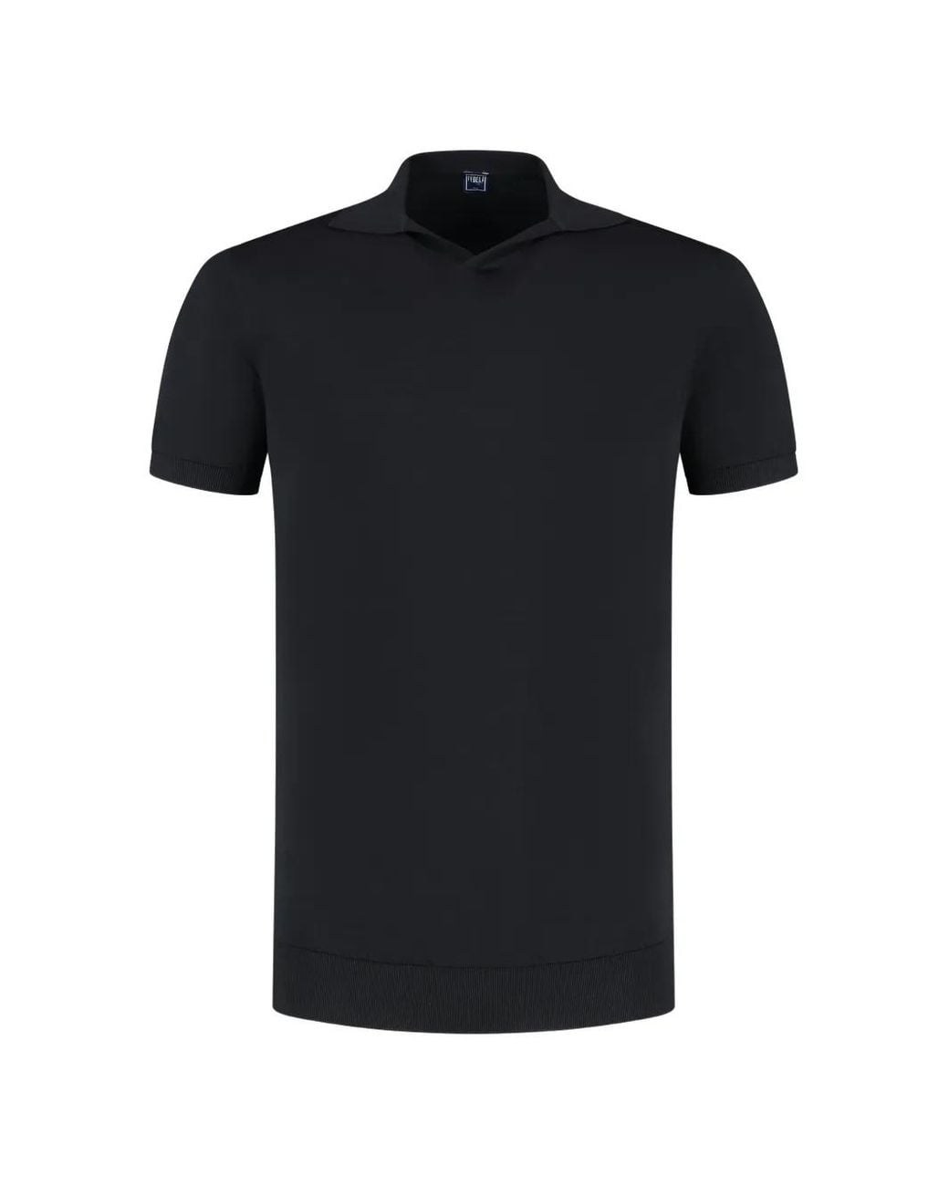 Fedeli Black Short-Sleeve Polo-Collar T-Shirt for men