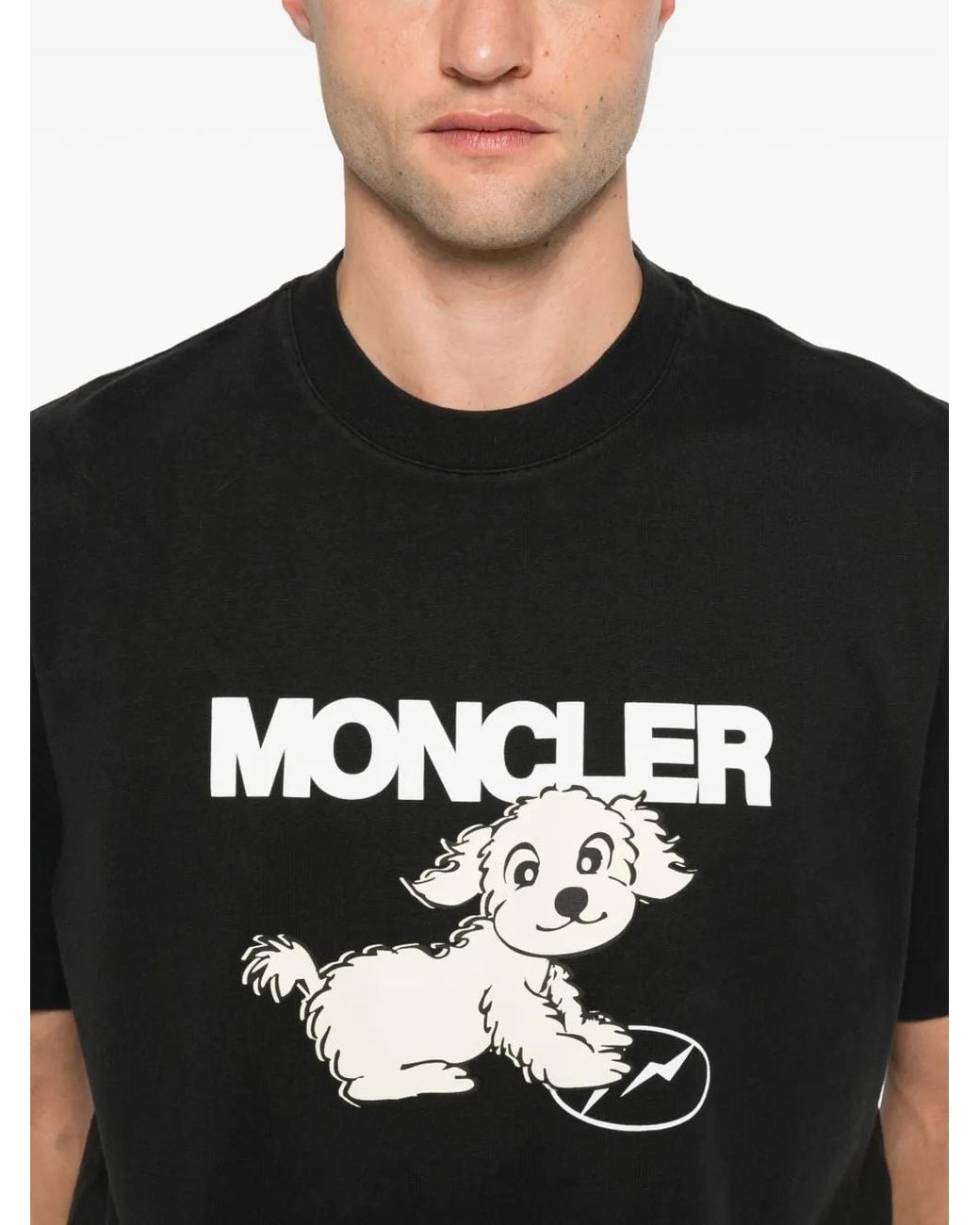 Moncler Black Dog Graphic-Print T-Shirt for men