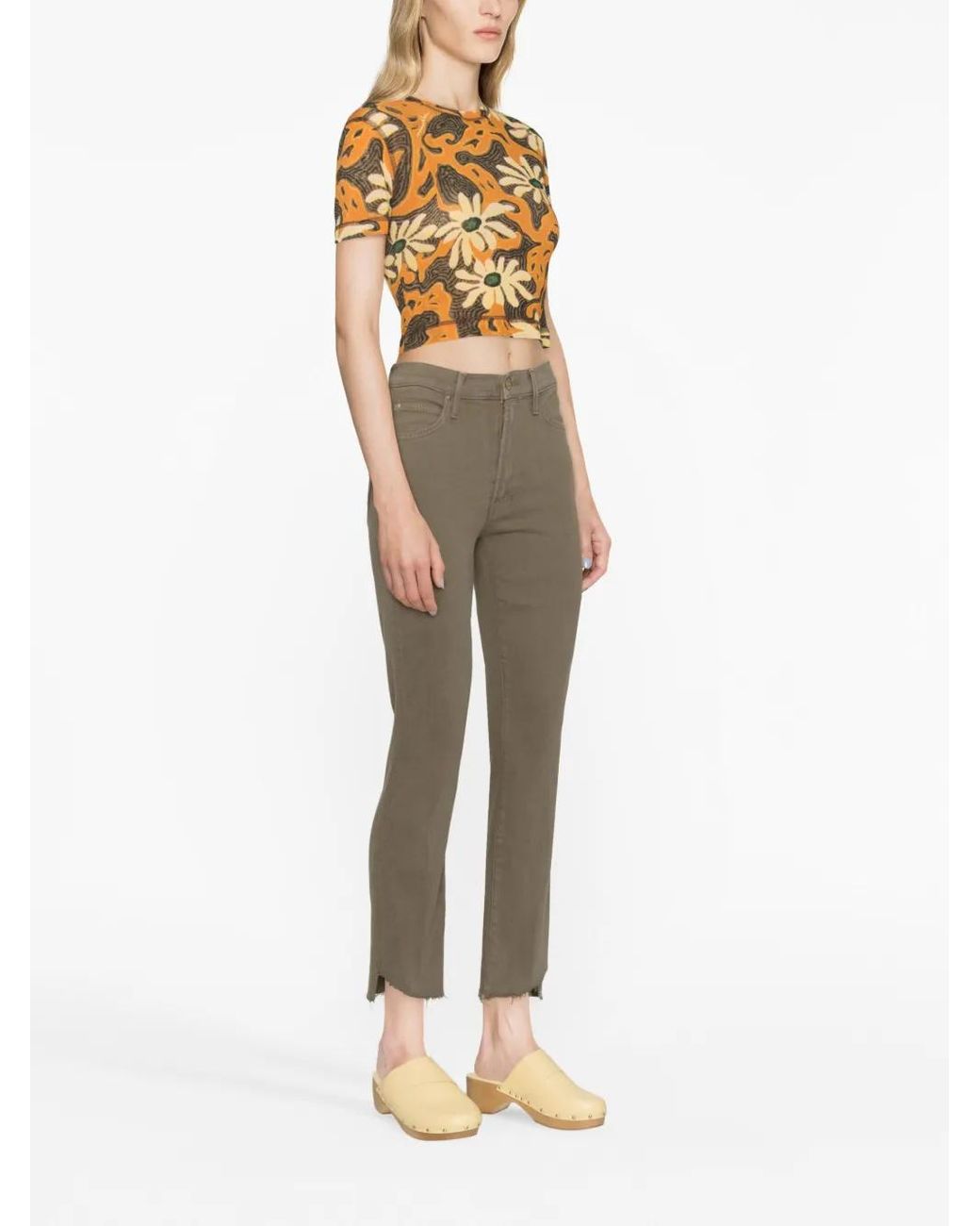 Mother Cropped Jeans in het Natural