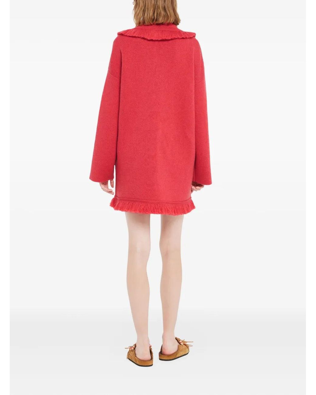 Alanui Red Fringed Finest Coat