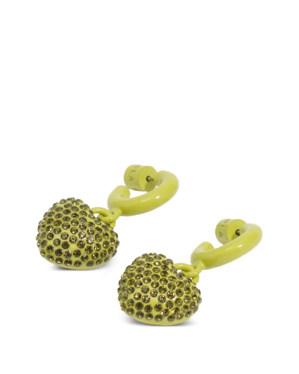 Bimba Y Lola Yellow Hoop Earrings With Lime Crystals Heart