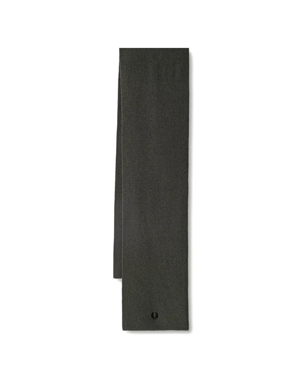 Fred Perry Green Ribbed-Knit Logo-Embroidered Scarf