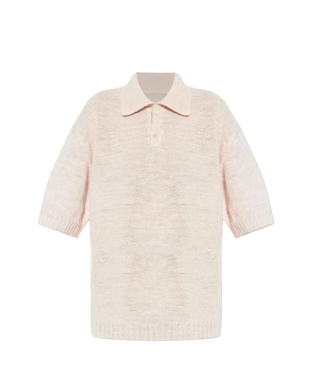 Maison Margiela White Linen Polo Top