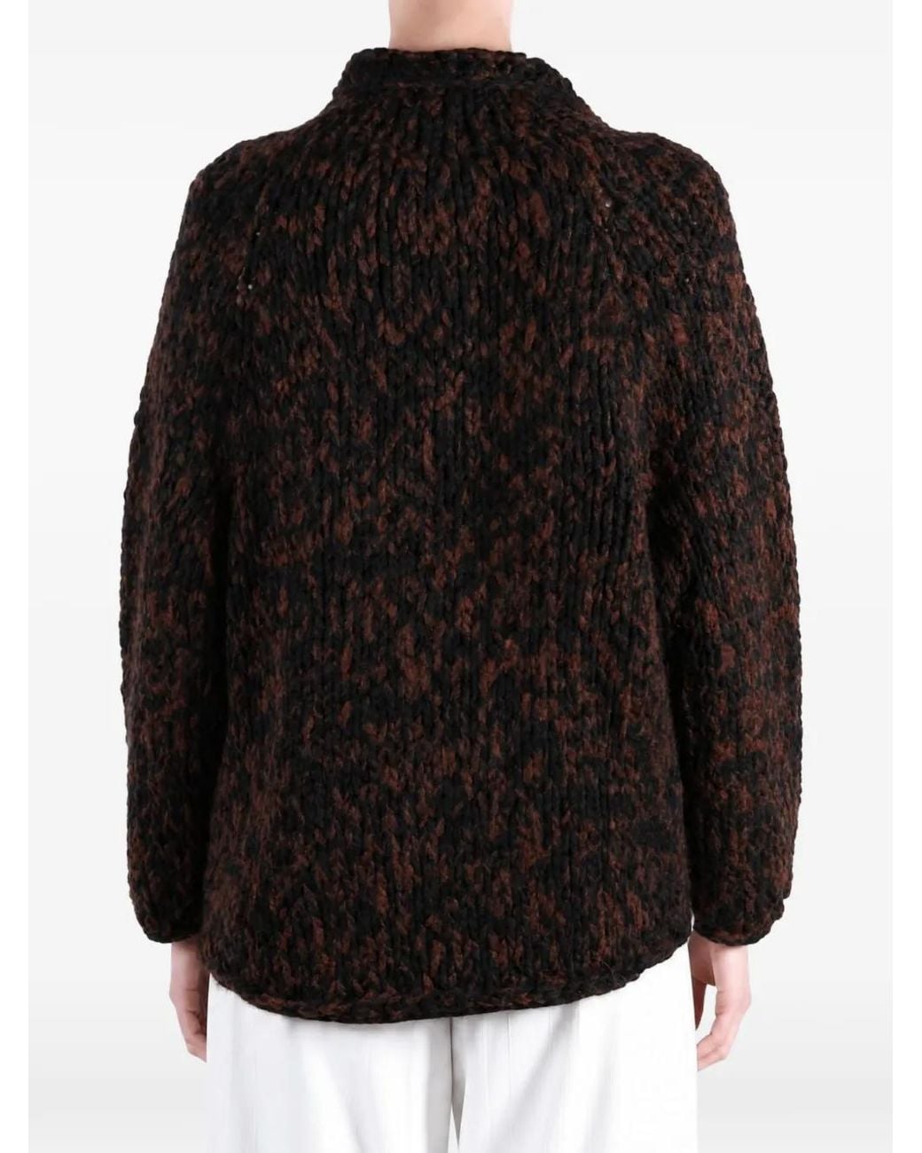 Casey Casey Brown Camille Chunky-Knit Button-Up Cardigan