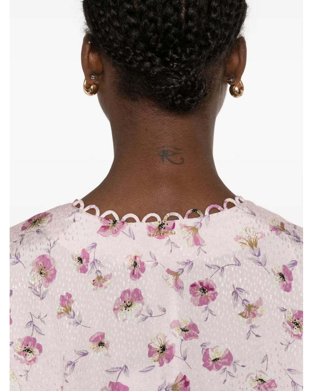 Twinset Pink Floral V-Neck Blouse