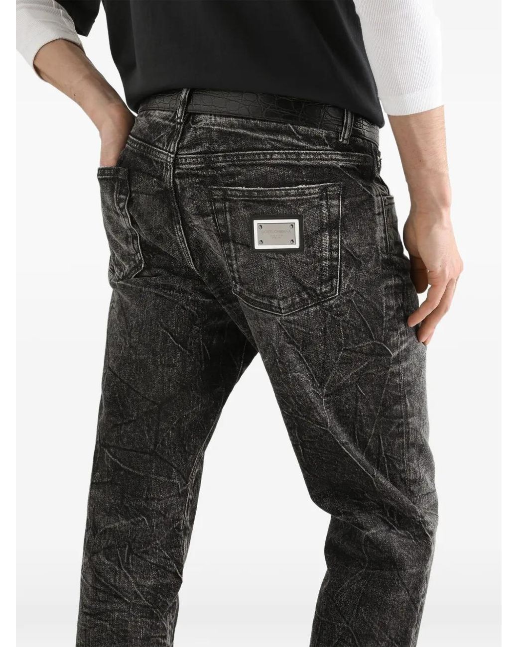 Dolce & Gabbana Black Logo-Plaque Jeans for men
