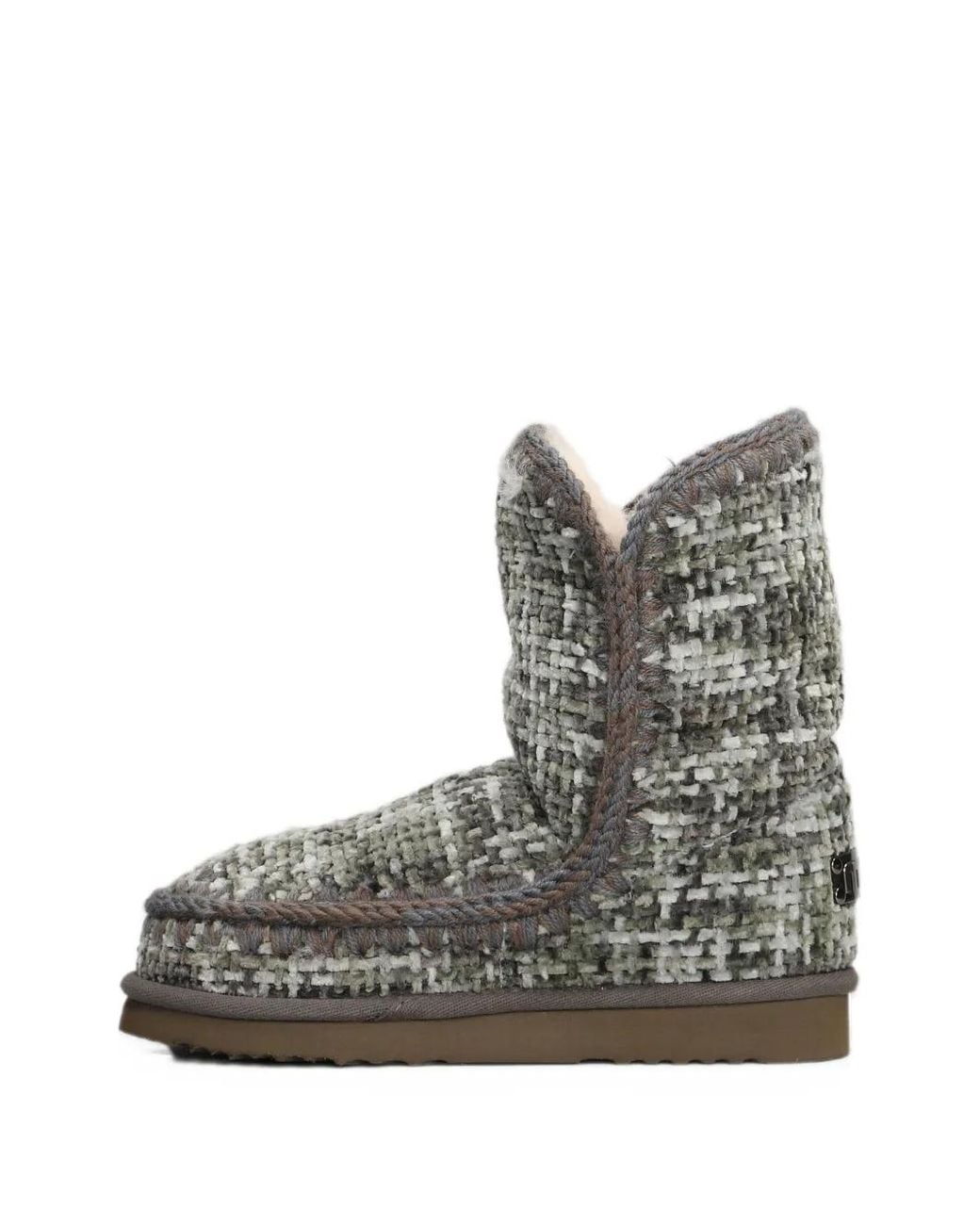 Mou Brown Eskimo 24 Crochet-Trim Boots