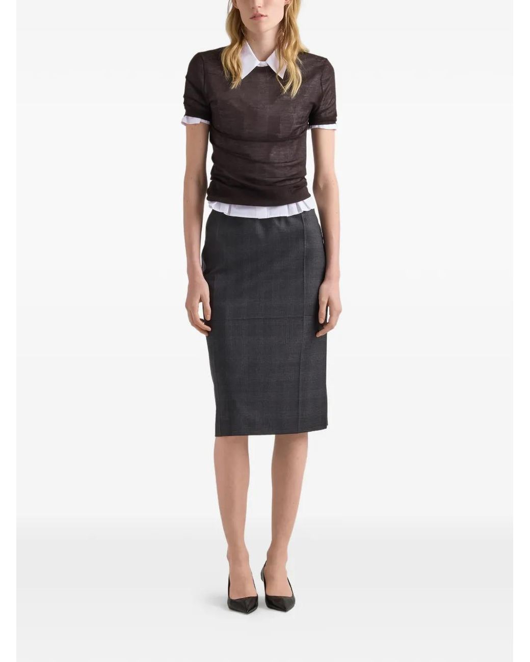 Prada White Short-Sleeved Poplin Shirt